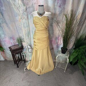 📌Forever Yours Gold Strapless Plated Bridesmaid - Prom - Formal Dress